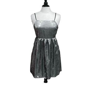 Ontwelfth Silver Shimmer Spaghetti Strap Dress Size Large NEW